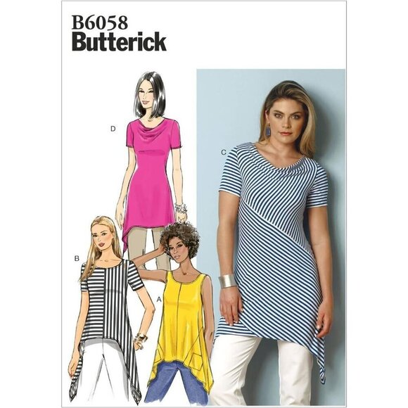 Butterick Sewing Pattern 6058 Top Tunic Shirt Misses Size 6-14 - Picture 1 of 3